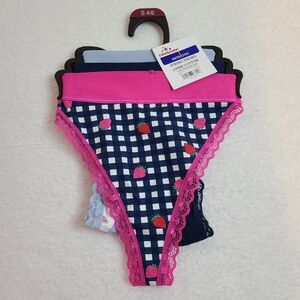 Walmart 3pk Soft Cotton & Lace Summer Thong Panties Size Sm